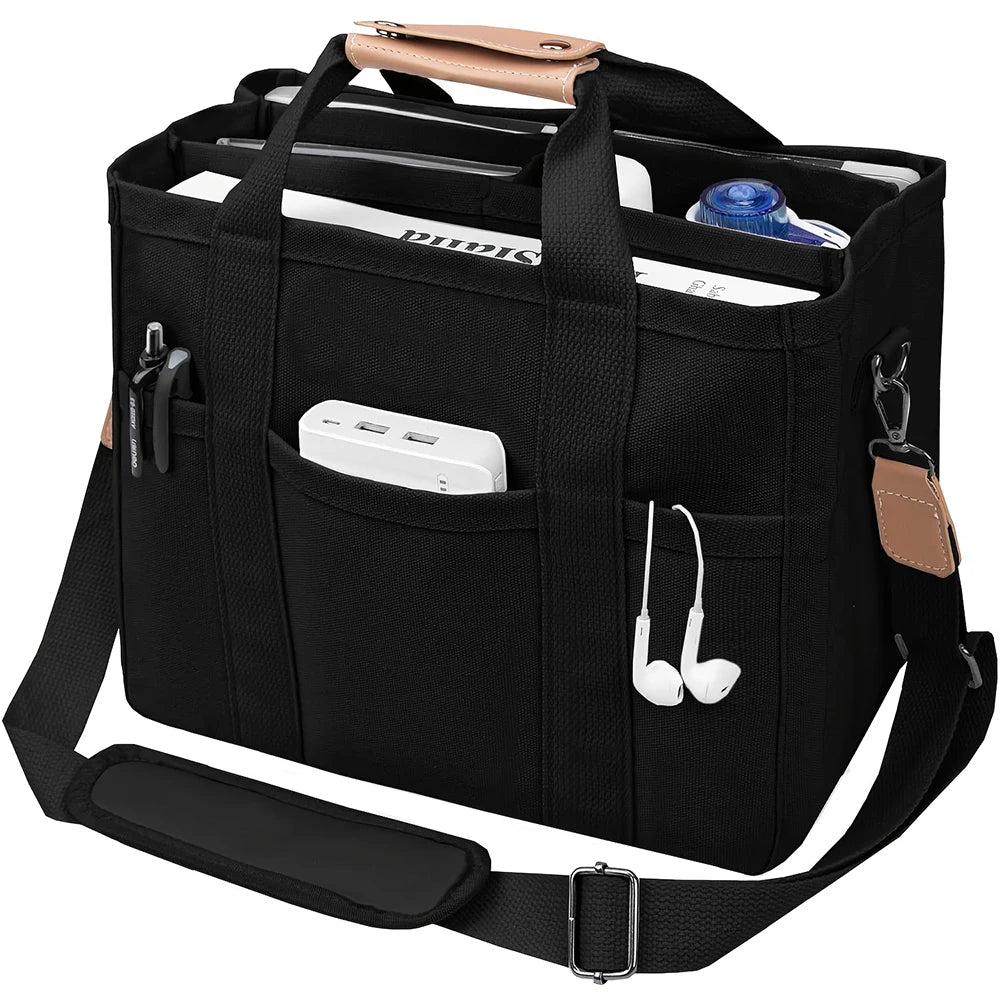 Women’s Canvas Tote Bag with Multiple Pockets