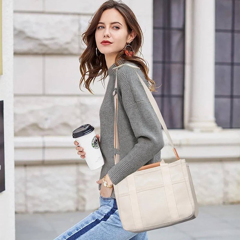 Women’s Canvas Tote Bag with Multiple Pockets